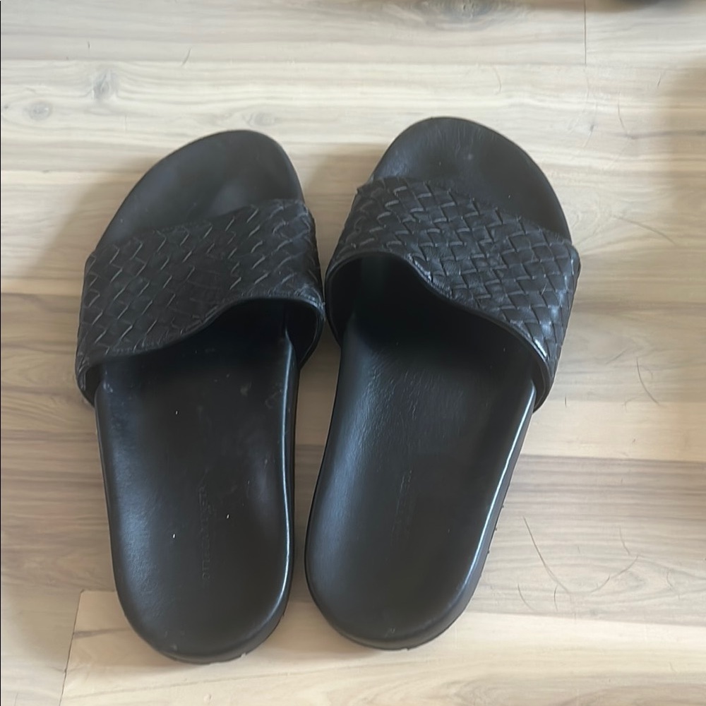 Bottega Veneta Black Slide Sandals